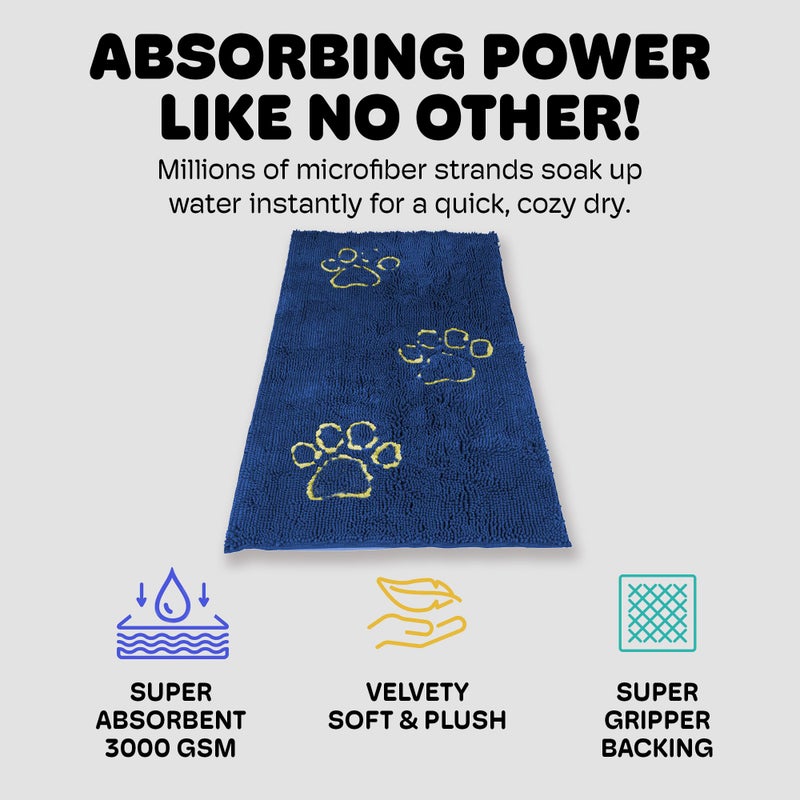 Dog Gone Smart Dirty Dog Doormat - Fast Drying Rug with Super Gripper Backing for Clean Floors - Super Absorbent and Machine Washable Mat for Muddy Paws - Marine - Image 3
